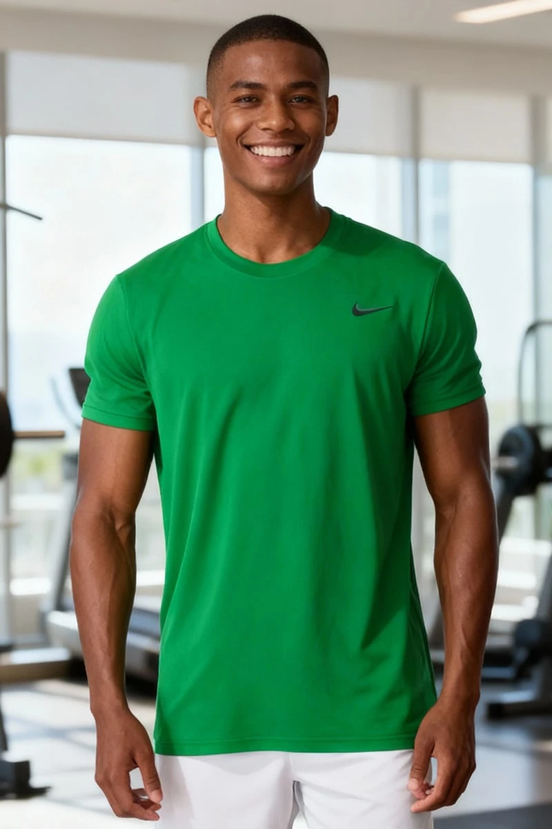 Nike 男士圆领短袖休闲日常T恤，舒适户外运动T恤，HF0507-315 - 蘋果綠色 - 查看 1