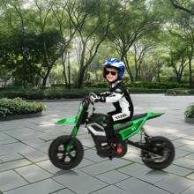 CuisinSmart 24V Electric Dirt Bike For Teens,350W Brushless Motor, 14 MPH & 35-Mile Range | Hydraulic Brakes & Spring Suspension, 130lbs Load, Off-Road Motorcycle - màu xanh lá - Xem 6