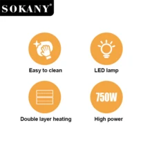 SOKANY08039 鬆餅機，可調旋鈕/溫度，指示燈，4 個不沾塗層烤盤，易清潔，小巧設計，適用於鬆餅/蛋糕/三明治/餅乾 - 英規插(220-240V) - 查看 3