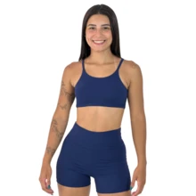 Women's Fitness Shorts For Gym And Workout With High Waistband Made Of Polyamide - 藏蓝色 - 查看 3