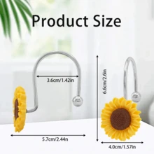 12pcs Sunflower Style Decorative Hooks, Sturdy Iron Construction, Waterproof, Rust-Resistant, Suitable For Bathroom, Kitchen And More, Great Gift Item - Yellow - View 4