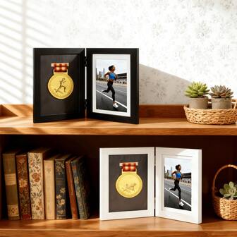 1 pieza Marco de fotos de 8x10 pulgadas para exhibir medallas | Disponible en negro y blanco | Ideal para mostrar medallas y fotos atesoradas | Perfecto para la decoración del hogar, los acentos de la oficina y celebrar logros, sin vidrio ni plástico