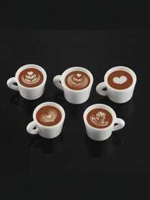 5pcs Mini Latte Art Coffee Cup Charm 3D Resin Beverage Cup Figurine For DIY Bakery House, Coffee Shop Decor, Home Desktop Ornament - 彩色 - 查看 7