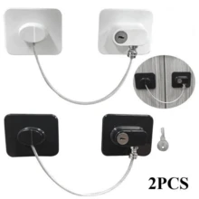 2 Peças De Fechaduras Adesiva Para Gabinete Geladeira Com Chaves Segurança Infantil Em Porta Janelas - Multicolorido - Visão 2