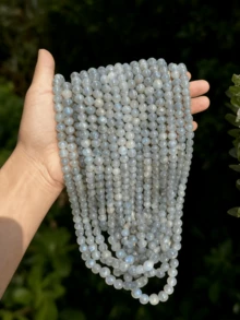 15 pouces 4/6/8/10 mm Perles rondes en pierre de lune grise naturelle, favorisant l'éveil de l'intuition et la guérison émotionnelle. Convient pour la création de bijoux, bracelets, colliers et autres accessoires de mode faits main. - Gris - Voir 2
