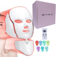 LED Mask Light Therapy, Red Light Therapy For Face And Neck Skin Care, 7 Colors LED Facial Skin Care Mask, Home Facial Care Tool Accessories - White - View 1