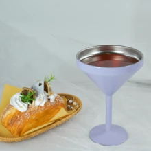 10oz Martini Tumbler With Lid,Stainless Steel Double Wall Insulated Cocktail Glass For Home Bar, Outdoor Party – Shimmer Black, White, Pink, Purple, Rose - 淡紫色 - 查看 6