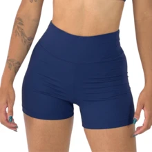 Women's Fitness Shorts For Gym And Workout With High Waistband Made Of Polyamide - 藏蓝色 - 查看 1