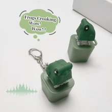 Duck Keychain & Frog Croaking Realistic Sound Fidget Toy With Lights Durable ABS Plastic Construction For Adults Kids Focus Relaxation Stress Relief - 墨綠色 - 查看 2