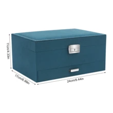 RibasuBB 3-Layer Locking Large Capacity Jewelry Storage Box, Portable Jewelry Storage Box, Dresser Jewelry Storage Box With Drawer - Dark Green - View 12