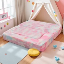 Extra Wider Seating Couch, 3-In-1 Convertible Play Couch, Convertible Folding Sofa, Modular Play Couch High-Density Foam For Playroom - Màu tím hoa cà - Xem 2