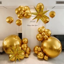 10in/18in/22in/32in/50in Extra Large Foil Balloons, 4D Gold Color For Birthday, New Year Party, Home Decor - Gold - View 1