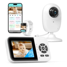 Smart Baby Monitor With 2 Cameras And Audio,App,Long Range,Night Vision,Temperature Sensor,2 Way Talk, Feeding Clock And Lullabies,Home Use - trắng - Xem 2