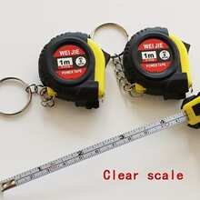 3ft Retractable Tape Measure Keychain, Dual Scale Measuring Tape With Stable Sliding Lock - Steel Tape Measure With Keyring, Small House Shaped, Rubber Encased, Durable Anti-Drop, Ideal For Party Favors, Candy Bag Fillers And Prizes, Scale, Button, Wood, Ramadan Decoration - Yellow - View 1