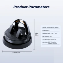 REMAX Car Phone Mount, 360° Rotation & Tilt Adjustment, Vertical/Horizontal View, Stable Vibration-Free Hold, Universal Compatible Car Accessory - Black - View 11