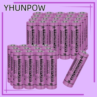 YHUNPOW AA/AAA Rechargeable Nickel-Metal Hydride Batteries, High Capacity Ni-MH Batteries, Long-Lasting Charge, Great For Daily Electronic Devices