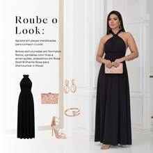 Women's Long Dress Various Ways To Wear Infinity Tie Party Graduation Wedding Baptism - 黑色 - 查看 7
