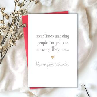 1 st inspirerande minimalistiskt gratulationskort "Ibland glömmer fantastiska människor hur fantastiska de är" citat, hjärtdesign, perfekt för vänner och familj, stöd och uppmuntran, daglig positiv bekräftelsegåva, inspirerande presenter, återhämtningskort, kort för allvarliga händelser, tackkort för män, roligt tackkort för kontoret, själsfrändekort, årsdagspresent, födelsedagskort