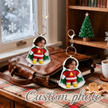 1pc Customized Photo Keychain, Personalized Keychain, Suitable For Autumn, Winter, Applicable For Father's Day, Mother's Day, Halloween, Christmas Eve, Valentine's Day, Birthday, Personalized Anniversary - Christmas Cloak Design - Multicolor - View 5