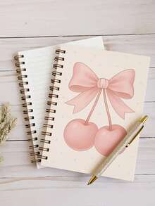 5.5x8.3英寸，120页时尚粉色蝴蝶结螺旋笔记本 - 送给女性和女孩的完美礼物，时尚记事本 | 优雅设计 | 耐用螺旋装订 - 5.5x8.3英寸 - 80张/160页 - 日记本，带有星期、天气、备忘录和日期标记，学习用品，返校必备 - 彩色 - 查看 2