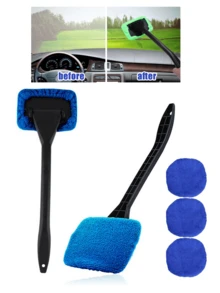3pcs Upgraded High Density Reusable Microfiber Cleaning Pads With 180° Rotatable Head Car Windshield Cleaner Tool Kit, Suitable For Cars, Trucks, SUVs And RVs, Also Applicable For Kitchen, Bathroom, Furniture, Mirrors, Ceramics, Shower Enclosures, Effectively Removes Fog And Moisture - Multicolor - View 10