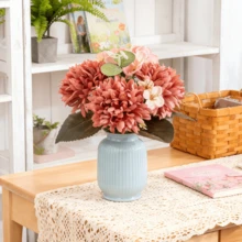 1/80 pièces Fleurs de chrysanthème artificielles Bouquets en soie Plantes artificielles pour décoration de mariage de printemps Vase pour décoration de maison, salle à manger, chambre à coucher, Fête des mères, Saint-Valentin, anniversaire, accessoires de fête, décoration de jardin extérieur - Couleur de la pâte de haricots - Voir 7