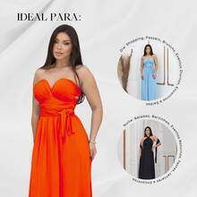 Women's Long Dress - Multiple Ways To Wear - Tie Detail - Infinity Style - Perfect For Parties, Graduations, Weddings, Christenings - 霓虹橙 - 查看 5