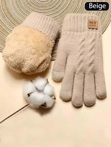 1双针织扭花触屏手套，加厚保暖内衬，男女通用，适合秋冬季节，室内、室外、休闲、运动、滑雪、骑行、跑步等多种场合。 - 彩色 - 查看 13