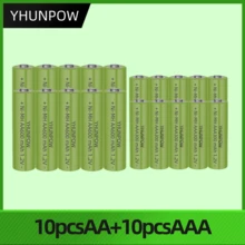 YHUNPOW 1.2V AA/AAA Rechargeable Ni-MH Batteries, Low Self-Discharge, Retains Charge During Storage, For Recharging (Suitable For Remote Controls/Mice)