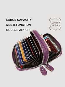 Gorący portfel na karty kredytowe, mały portfel z blokadą RFID dla kobiet, podwójny zamek błyskawiczny, z okienkiem na dowód osobisty, prezent dla kobiet, portfel na monety, niezbędna torba podróżna, dekoracja pokoju - Wielokolorowe - Zobacz 5