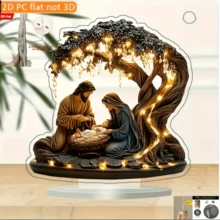 2D Flat, Christmas Scene Acrylic Display Decor - Starry Night Snowy Landscape Desktop Ornament, No Power Needed, Multi-Functional Holiday Gift Suitable For 11 Celebration Occasions, Home And Office Use, 2D Flat Home Decor Christmas Decorations Room Decor - Multicolor - View 15