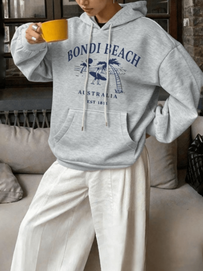 ملابس خريفية للنساء للعودة إلى المدرسة، هوديز نسائية رمادية كبيرة الحجم، بأكمام طويلة، بلوزات رياضية، هوديز جميلة