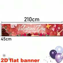 2D Flat Banner1pc Valentine's Day Courtyard Banner Decoration, Valentine's Day Heart Background, Happy Valentine's Day Banner Valentine's Day Party Decoration, Suitable For Valentine's Day Indoor And Outdoor Decoration - 1 - View 5