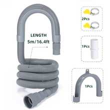 ZABE 10米/7米/5米/3米/2米/1.5米，通用洗衣机和洗碗机延长排水软管套件 - 多长度可调，口径0.78-1.5英寸 - 耐用，易于安装 - 配有U型支架、连接器和卡箍 - 适用于洗衣机、烘干机、厨房/洗衣房 - 灰色 - 查看 16