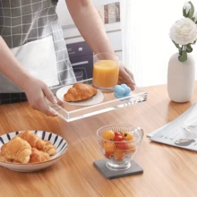 一套亚克力梳妆托盘，浴室收纳架，台面收纳架，可放置化妆品、珠宝、香水，轻巧奢华的梳妆收纳架 - 無色 - 查看 4