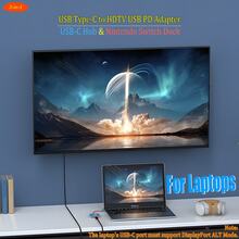 Dock 3 em 1 USB-C Hub Switch para Steam Deck, Adaptador Type-C para HDTV/USB/PD, Estação de Acoplamento para Laptop