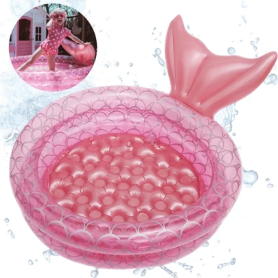 Piscina Infantil Inflável Redonda Menina Sereia 85L Rosa