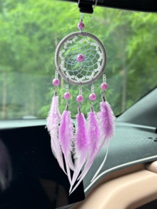 1件水晶珍珠捕梦网汽车挂件，手工波西米亚风汽车挂饰，创意礼物，时尚家居装饰捕梦网，适用于家居、婚礼、房间装饰 - 星芒車掛 - 查看 17