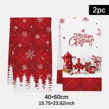 2pcs Christmas Tree & Snowflake With Coffee Cookie Pattern Kitchen Towels, 40*60cm Soft Microfiber Material Tea Towels, Suitable For Home, Kitchen, Restaurant, Outdoor Camping, Tabletop Cleaning, Dish Washing, Christmas Holiday Gift
