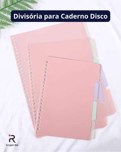 Kit com 4 OU 8 pcs de divisórias coloridas para caderno inteligente de 8, 10 E 11discos A5 B5 A4