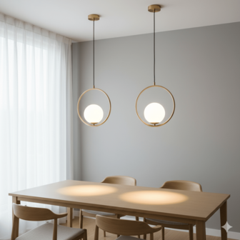1/2pcs Modern Minimalist Luxury Gold Ring Pendant Light, White Globe Lamp Shade, Adjustable Height Ultra-Simple Pendant Lamp, E27 Socket, Suitable For Home Bedroom, Cafe, Dining Room Bar, Kitchen Island, Living Room (Bulb Not Included)