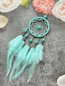 1件水晶珍珠捕梦网汽车挂件，手工波西米亚风汽车挂饰，创意礼物，时尚家居装饰捕梦网，适用于家居、婚礼、房间装饰 - 星芒車掛 - 查看 10