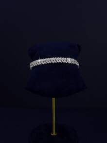 5pcs Luxury Royal Style V-Shaped Bridal Wedding Jewelry Set, Handset White Cubic Zirconia, Including Necklace, Bracelet, Earrings, Ring, Suitable For Daily Wedding Wear, Wedding Anniversary Gift (Comes In Gold Gift Box) - V-shaped Bridal Suit - View 4