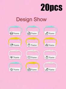 个性化礼品，可定制姓名标签环，适用于鞋子、包包和配饰，防水标签，非常适合旅行、健身和户外活动时整理物品 - 彩色 - 查看 12