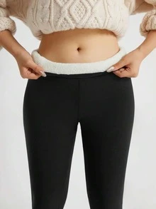 Women'S High Waist Fleece Yoga Pants - High Stretch Warm Leggings For Workout And Fitness Tights - 黑色(有口袋) - 查看 4