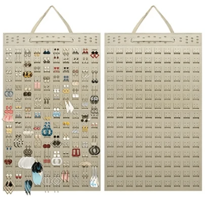 300-Pair Felt Earring Storage Box, Hanging Earring Holder, Jewelry Organizer Bag, Grid Design, Large Capacity Space-Saving Earring Display Rack, Suitable For Women, Retail Stores, Jewelry Shelves, Vanity, Bedroom, Dorm, Accessories, Gifts, Jewelry Shop