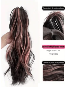 Synthetic Wig Female High-Gloss Pink Ponytail Braided Long Hair Hairstyle Half High Ponytail Braided Wig Hair. - Multicolor - View 10