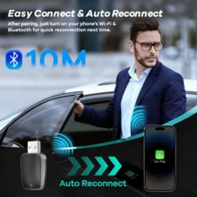 REMAX 2 In 1 Wireless Carplay Adapter Compatible With Apple CarPlay & Android Auto; Mini Size; Plug & Play; Car Play Wireless Adapter Compatible With IPhone IOS 6+, Android 11+, Fast And Stable Connection; Car Accessories, Super Practical Car Stuff - M34 - View 9
