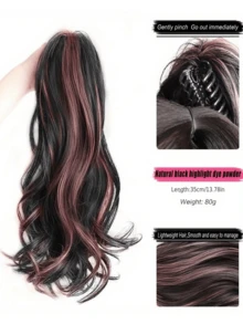 Synthetic Wig Female High-Gloss Pink Ponytail Braided Long Hair Hairstyle Half High Ponytail Braided Wig Hair. - Multicolor - View 9