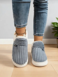 Autumn/Winter Warm Couple Slip-On Slippers,Fluffy Slippers - Grey - View 4